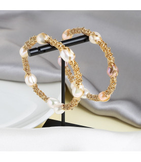 Paris" Handgemachter Armreif mit  Perlen, vergoldet