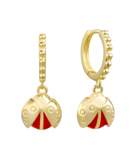 Ladybug Earrings 18K Gold - Jewelry